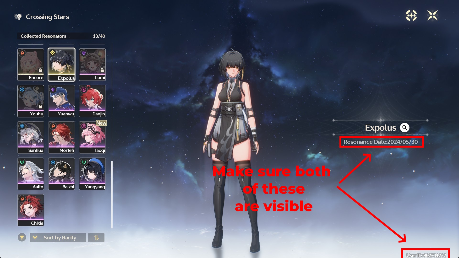 Example Wuthering Waves screenshot with UID and join date visible